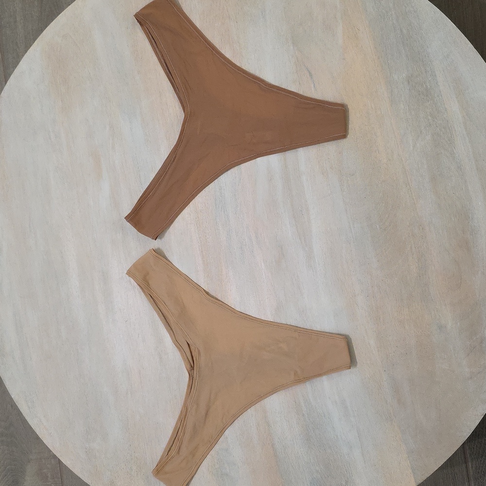 2pcs SKIMS Thongs | Womens Jelly Sheer Dipped Thong  Clay & Sienna /2X/NWT